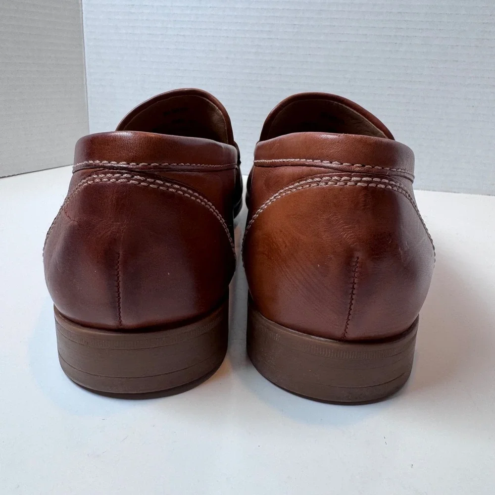 Johnston & Murphy Penny Loafers Mens 10M Brown Sherpskin Canvas 20-0572